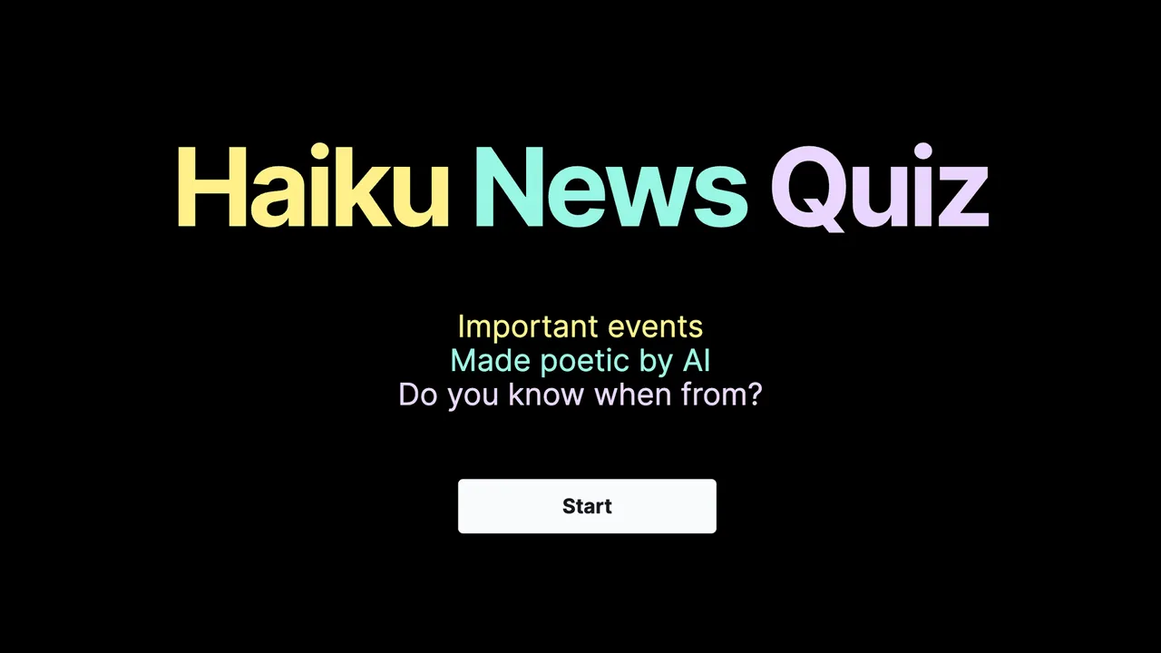Screenshot of Haiku News Quiz