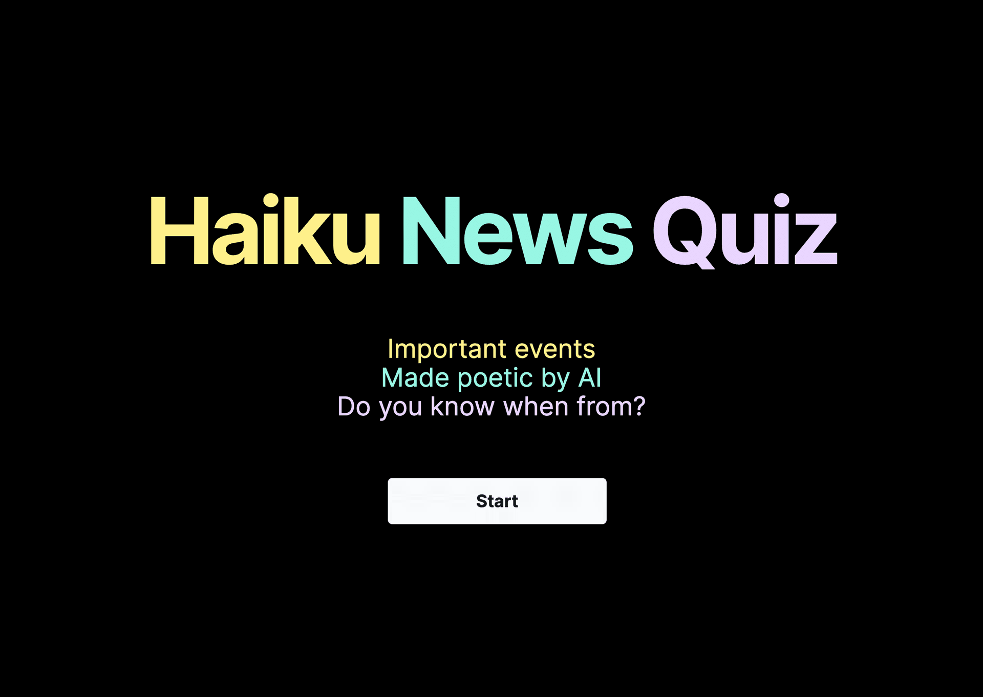 Homepage screenshot of Haiku News Quiz